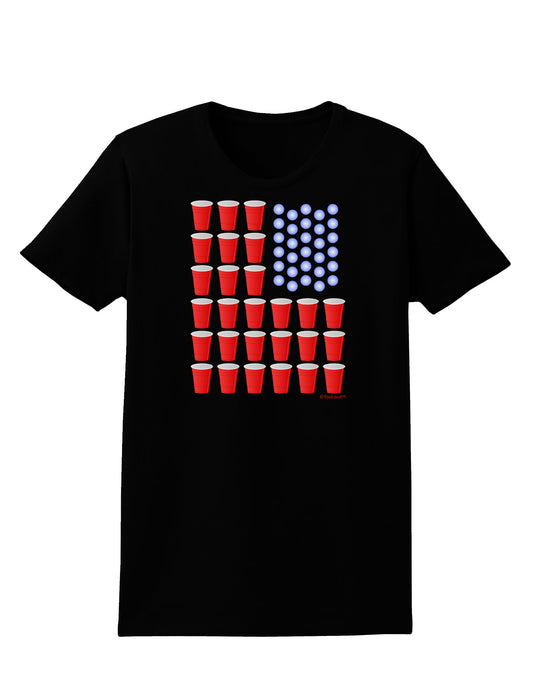 Beer Pong Flag Womens Dark T-Shirt-TooLoud-Black-X-Small-Davson Sales