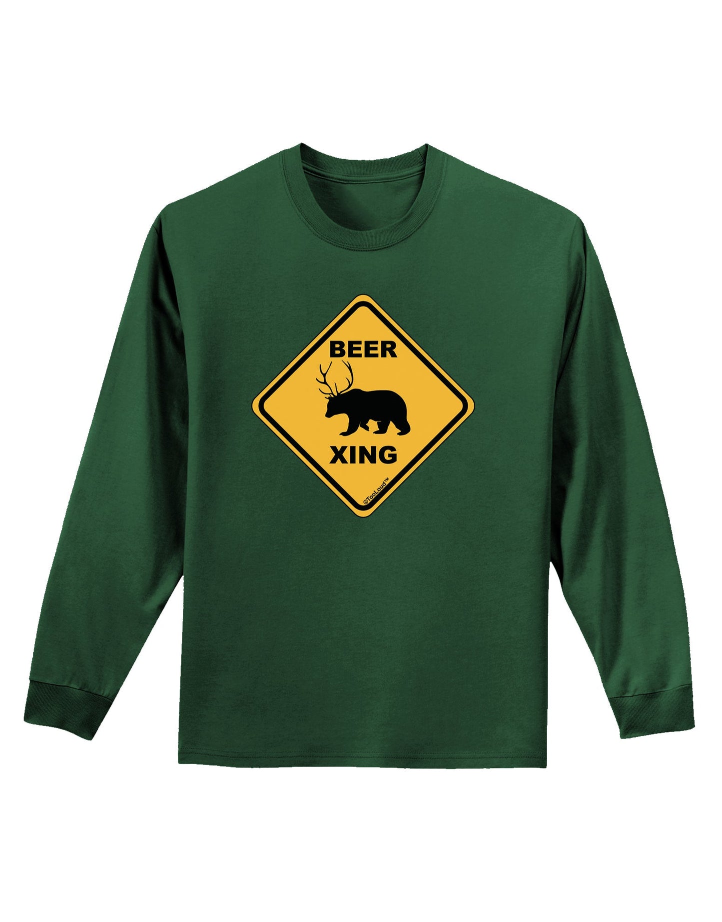 Beer Xing Adult Long Sleeve Dark T-Shirt-TooLoud-Dark-Green-Small-Davson Sales