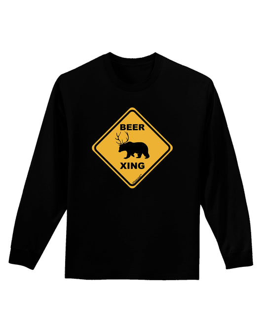 Beer Xing Adult Long Sleeve Dark T-Shirt-TooLoud-Black-Small-Davson Sales