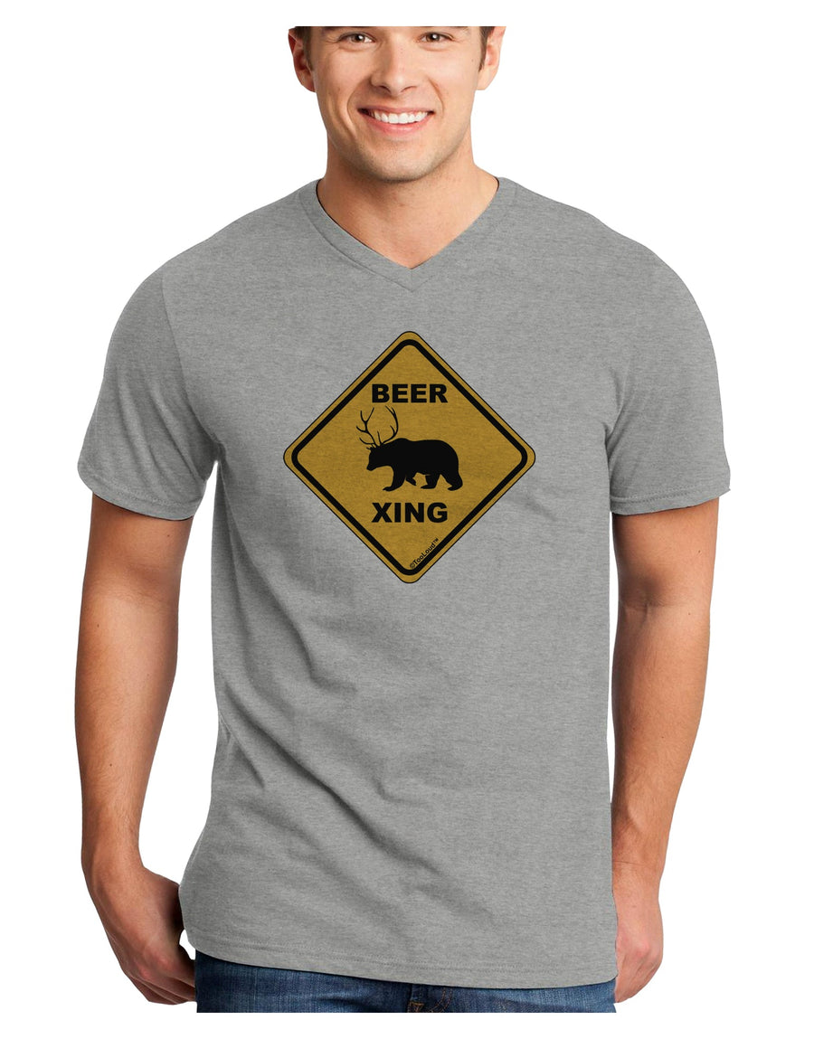 Beer Xing Adult V-Neck T-shirt-Mens V-Neck T-Shirt-TooLoud-White-Small-Davson Sales