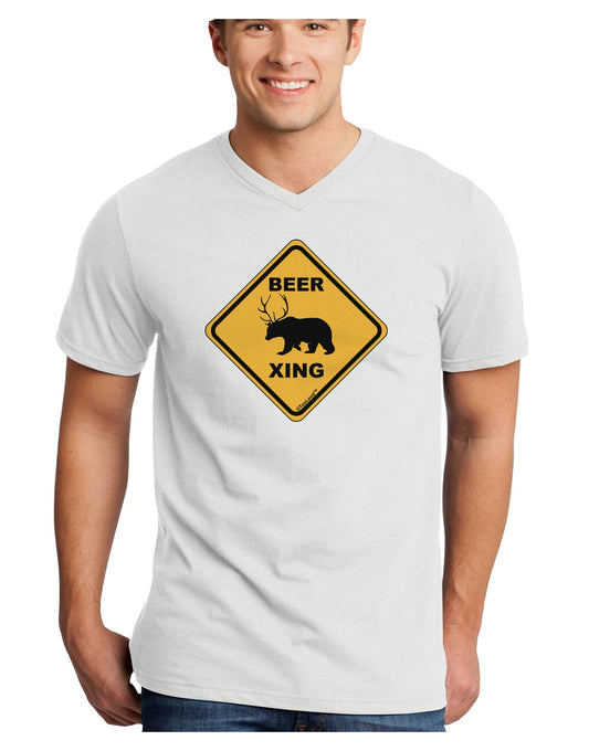 Beer Xing Adult V-Neck T-shirt-Mens V-Neck T-Shirt-TooLoud-White-Small-Davson Sales
