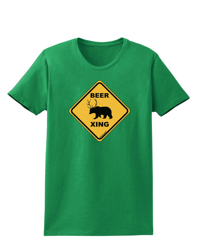 Beer Xing Womens Dark T-Shirt-TooLoud-Kelly-Green-X-Small-Davson Sales