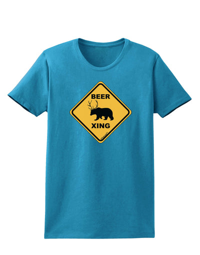 Beer Xing Womens Dark T-Shirt-TooLoud-Turquoise-X-Small-Davson Sales