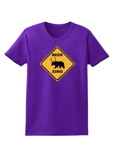 Beer Xing Womens Dark T-Shirt-TooLoud-Purple-X-Small-Davson Sales