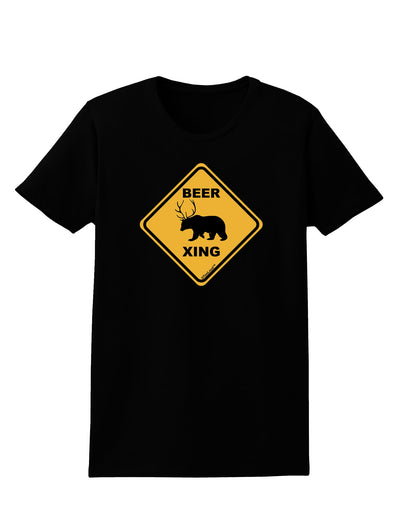 Beer Xing Womens Dark T-Shirt-TooLoud-Black-X-Small-Davson Sales