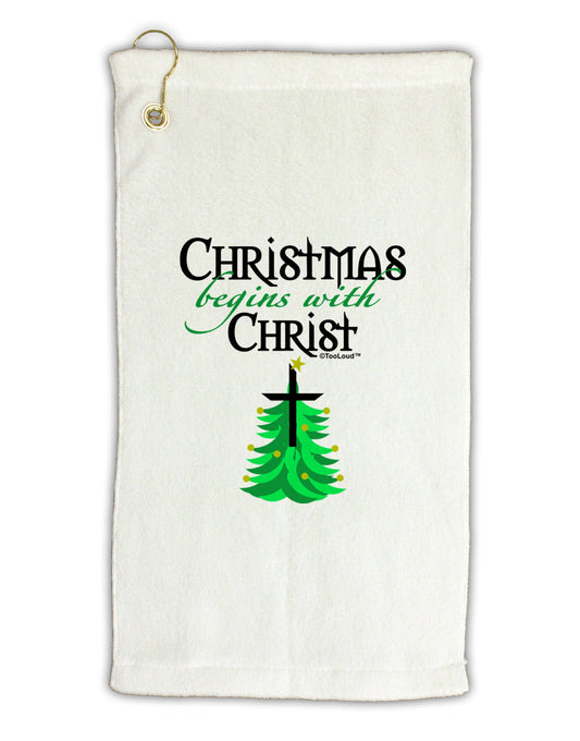 Begins With Christ Micro Terry Gromet Golf Towel 16 x 25 inch-Golf Towel-TooLoud-White-Davson Sales