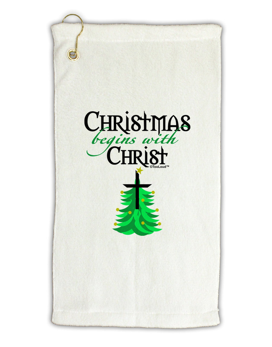 Begins With Christ Micro Terry Gromet Golf Towel 16 x 25 inch-Golf Towel-TooLoud-White-Davson Sales