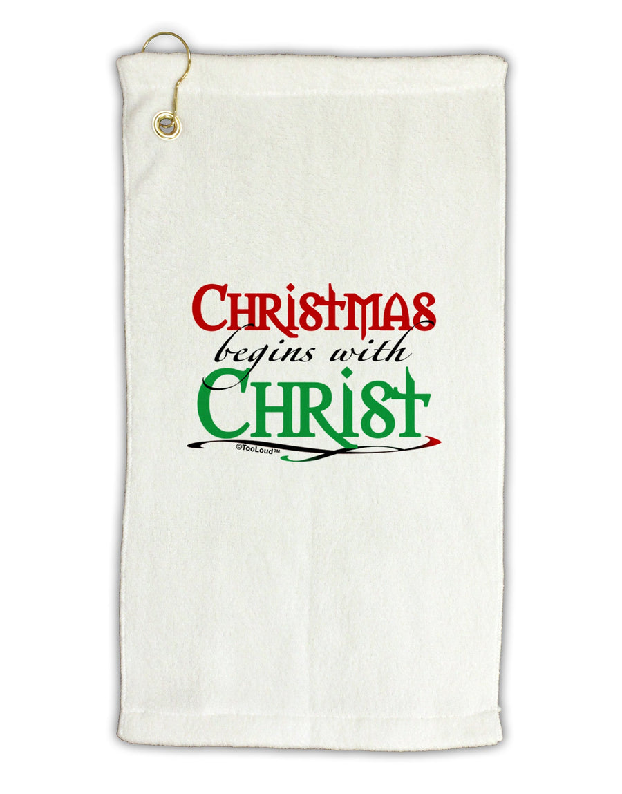 Begins With Christ Text Micro Terry Gromet Golf Towel 16 x 25 inch-Golf Towel-TooLoud-White-Davson Sales