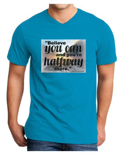 Believe You Can T Roosevelt Adult Dark V-Neck T-Shirt by TooLoud-Mens V-Neck T-Shirt-TooLoud-Turquoise-Small-Davson Sales