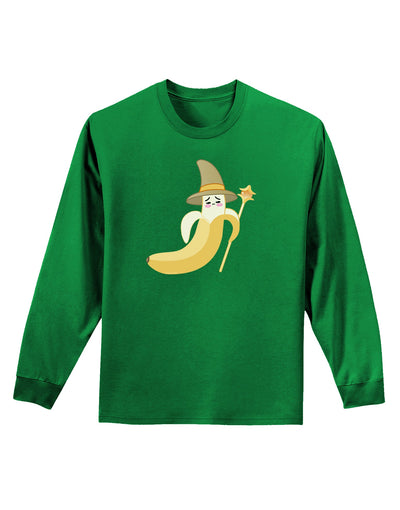 Ben Banana Wizard - Cute Fruit Halloween Adult Long Sleeve Dark T-Shirt-TooLoud-Kelly-Green-Small-Davson Sales