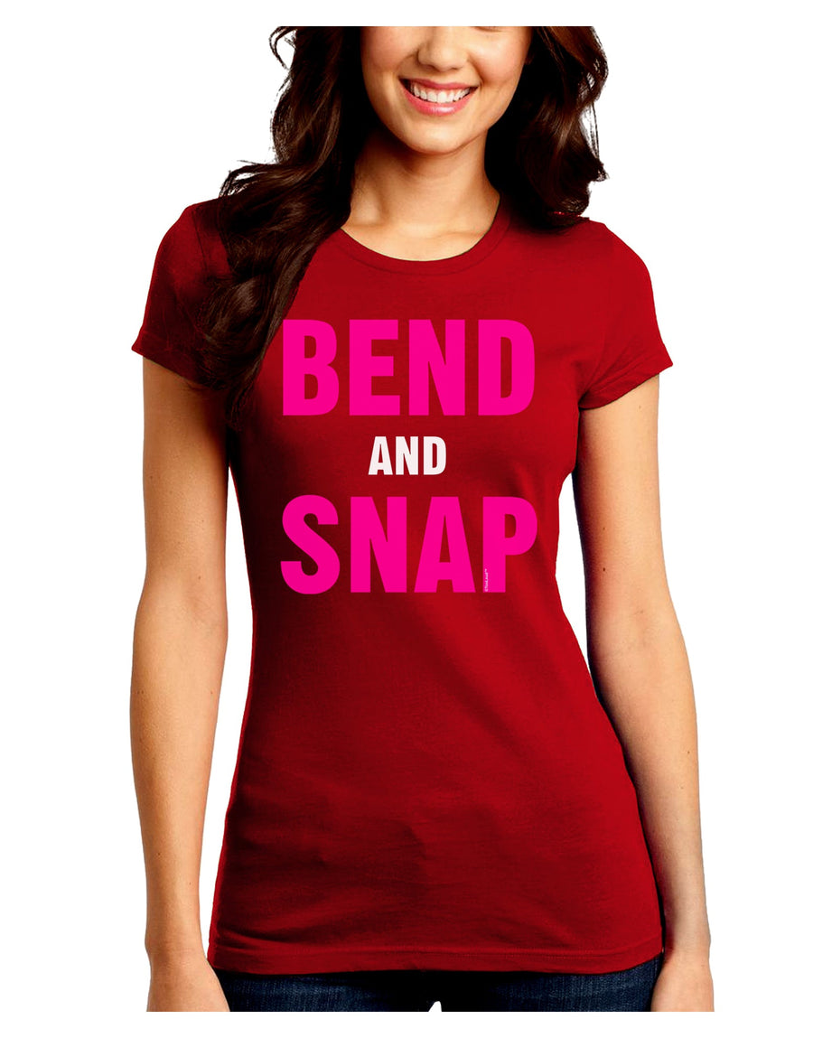 Bend and Snap Pink Text Juniors Crew Dark T-Shirt-T-Shirts Juniors Tops-TooLoud-Black-Juniors Fitted Small-Davson Sales