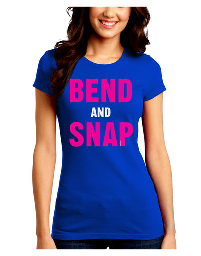 Bend and Snap Pink Text Juniors Crew Dark T-Shirt-T-Shirts Juniors Tops-TooLoud-Royal-Blue-Juniors Fitted Small-Davson Sales