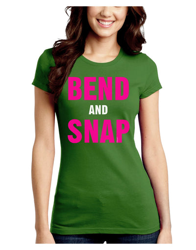 Bend and Snap Pink Text Juniors Crew Dark T-Shirt-T-Shirts Juniors Tops-TooLoud-Kiwi-Green-Juniors Fitted Small-Davson Sales