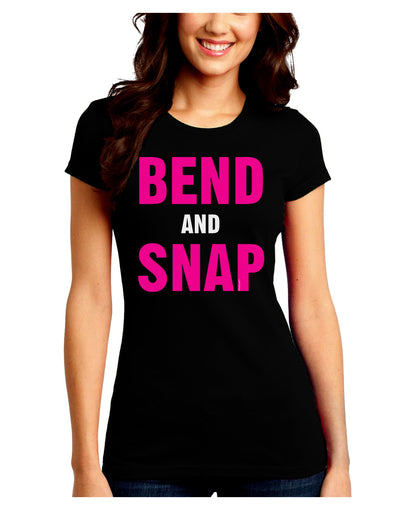 Bend and Snap Pink Text Juniors Crew Dark T-Shirt-T-Shirts Juniors Tops-TooLoud-Black-Juniors Fitted Small-Davson Sales