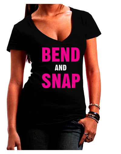 Bend and Snap Pink Text Juniors V-Neck Dark T-Shirt-Womens V-Neck T-Shirts-TooLoud-Black-Juniors Fitted Small-Davson Sales