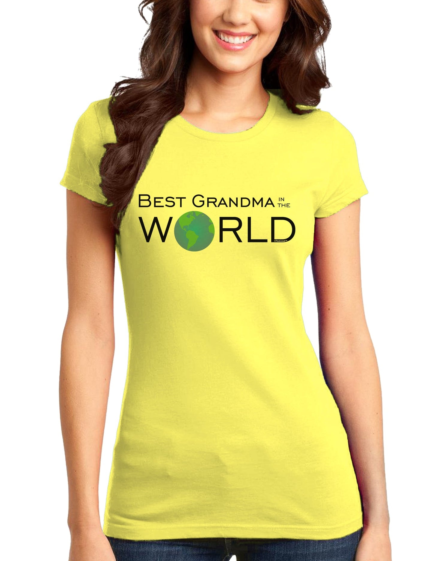 Best Grandma in the World Juniors T-Shirt-Womens Juniors T-Shirt-TooLoud-Yellow-Small-Davson Sales