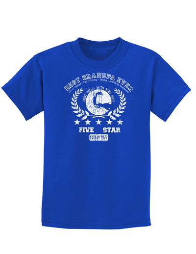 Best Grandpa Ever Distressed Collegiate Childrens Dark T-Shirt-Childrens T-Shirt-TooLoud-Royal-Blue-X-Small-Davson Sales