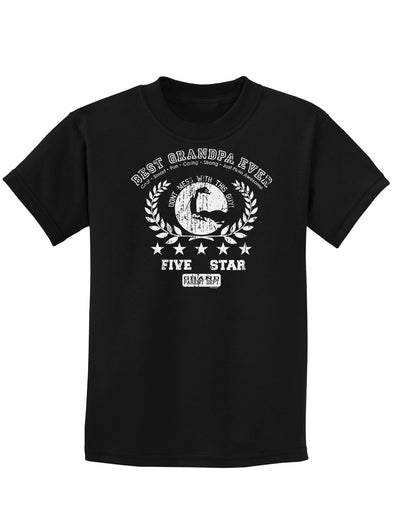 Best Grandpa Ever Distressed Collegiate Childrens Dark T-Shirt-Childrens T-Shirt-TooLoud-Black-X-Small-Davson Sales