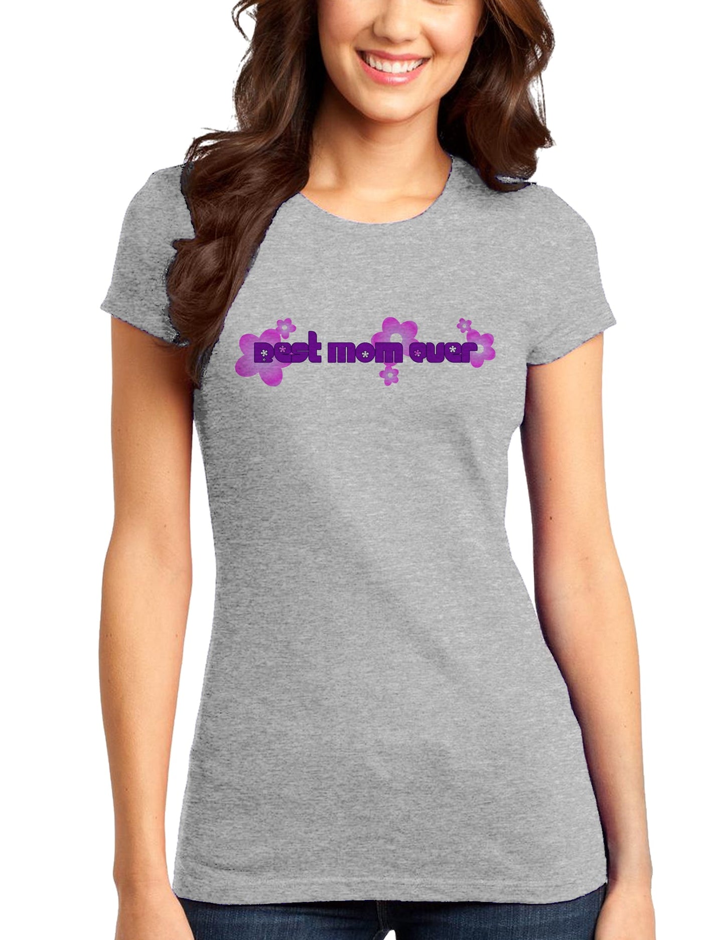 Best Mom Ever Flower Text Juniors T-Shirt-Womens Juniors T-Shirt-TooLoud-Heather-Gray-Small-Davson Sales