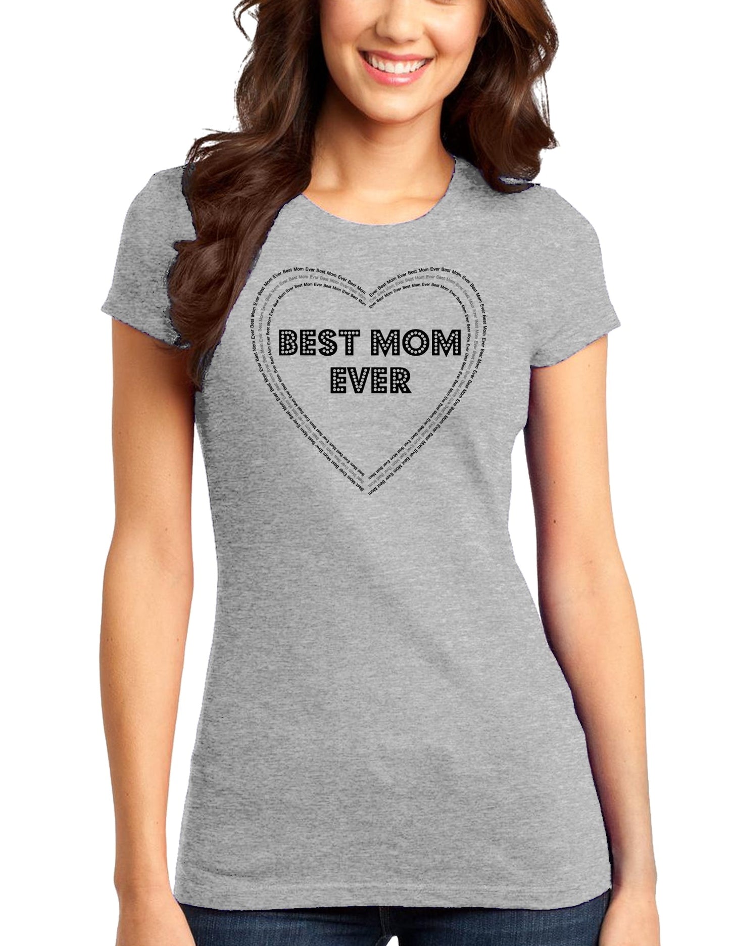 Best Mom Ever Heart Text Juniors T-Shirt-Womens Juniors T-Shirt-TooLoud-Heather-Gray-Small-Davson Sales