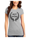 Best Mom - Wreath Design Juniors T-Shirt by TooLoud-Womens Juniors T-Shirt-TooLoud-Ash-Gray-Juniors Fitted X-Small-Davson Sales