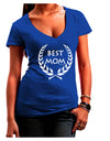 Best Mom - Wreath Design Juniors V-Neck Dark T-Shirt by TooLoud-Womens V-Neck T-Shirts-TooLoud-Royal-Blue-Juniors Fitted Small-Davson Sales