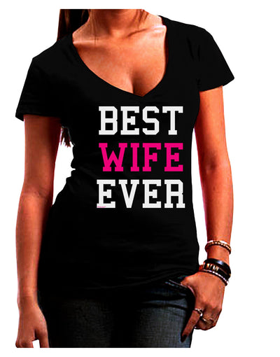 Best Wife Ever Juniors V-Neck Dark T-Shirt-Womens V-Neck T-Shirts-TooLoud-Black-Juniors Fitted Small-Davson Sales