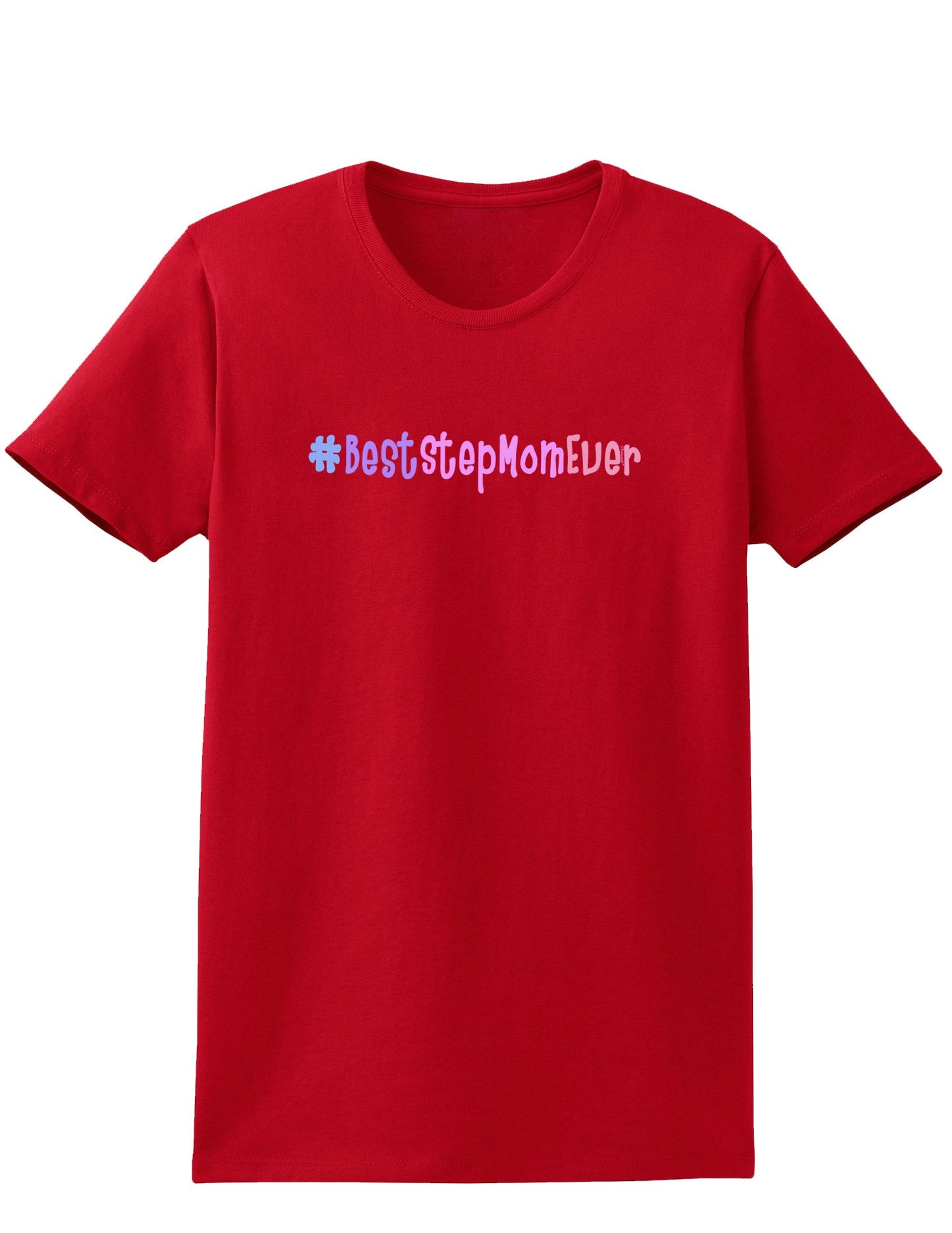 #BestStepMomEver Womens Dark T-Shirt-TooLoud-Red-X-Small-Davson Sales