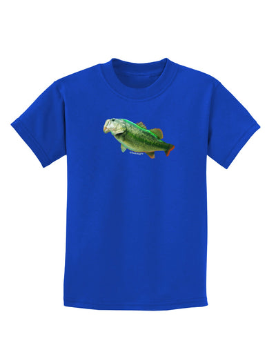 Big Bass Fish Childrens Dark T-Shirt-Childrens T-Shirt-TooLoud-Royal-Blue-X-Small-Davson Sales