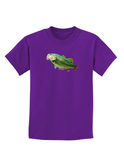 Big Bass Fish Childrens Dark T-Shirt-Childrens T-Shirt-TooLoud-Purple-X-Small-Davson Sales
