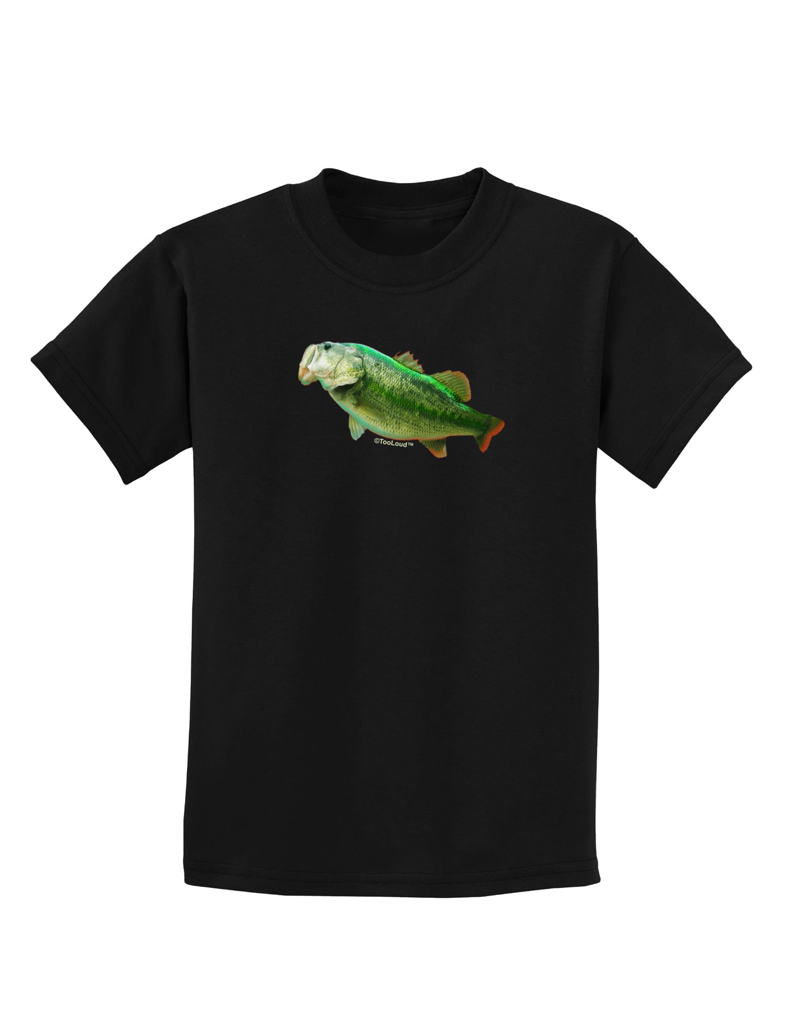 Big Bass Fish Childrens Dark T-Shirt-Childrens T-Shirt-TooLoud-Black-X-Small-Davson Sales