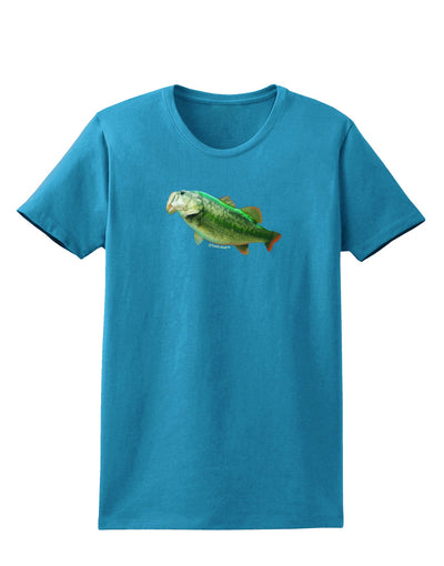 Big Bass Fish Womens Dark T-Shirt-TooLoud-Turquoise-X-Small-Davson Sales