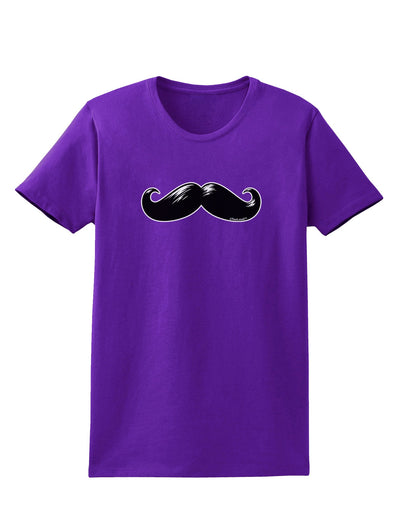 Big Black Mustache Womens Dark T-Shirt-TooLoud-Purple-X-Small-Davson Sales