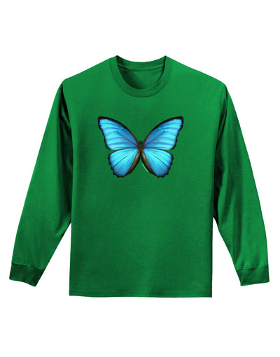 Big Blue Butterfly Adult Long Sleeve Dark T-Shirt-TooLoud-Kelly-Green-Small-Davson Sales