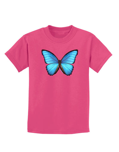 Big Blue Butterfly Childrens Dark T-Shirt-Childrens T-Shirt-TooLoud-Sangria-X-Small-Davson Sales