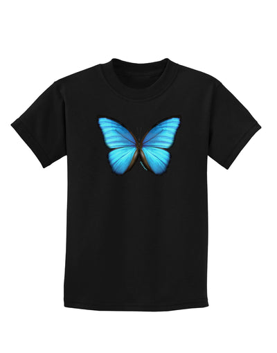 Big Blue Butterfly Childrens Dark T-Shirt-Childrens T-Shirt-TooLoud-Black-X-Small-Davson Sales