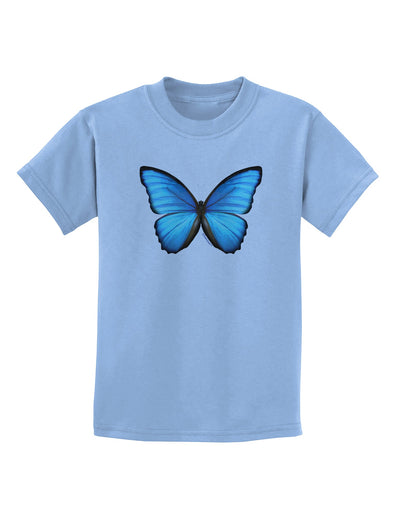 Big Blue Butterfly Childrens T-Shirt-Childrens T-Shirt-TooLoud-Light-Blue-X-Small-Davson Sales