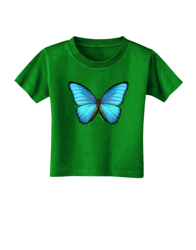 Big Blue Butterfly Toddler T-Shirt Dark-Toddler T-Shirt-TooLoud-Clover-Green-2T-Davson Sales