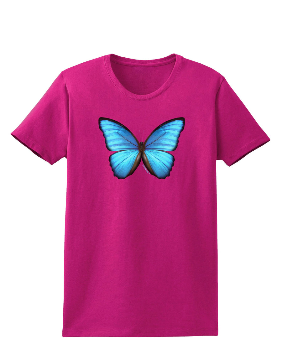 Big Blue Butterfly Womens Dark T-Shirt-TooLoud-Black-X-Small-Davson Sales