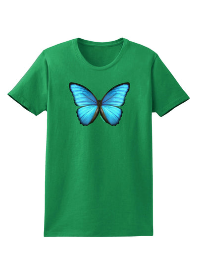 Big Blue Butterfly Womens Dark T-Shirt-TooLoud-Kelly-Green-X-Small-Davson Sales