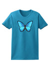 Big Blue Butterfly Womens Dark T-Shirt-TooLoud-Turquoise-X-Small-Davson Sales