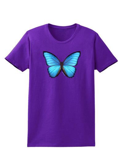 Big Blue Butterfly Womens Dark T-Shirt-TooLoud-Purple-X-Small-Davson Sales