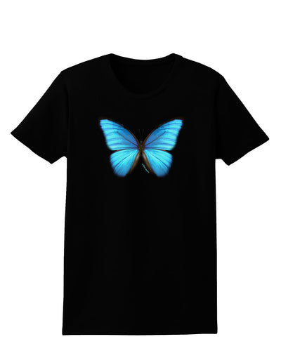 Big Blue Butterfly Womens Dark T-Shirt-TooLoud-Black-X-Small-Davson Sales