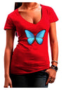 Big Blue Butterfly Womens V-Neck Dark T-Shirt-Womens V-Neck T-Shirts-TooLoud-Red-Juniors Fitted Small-Davson Sales