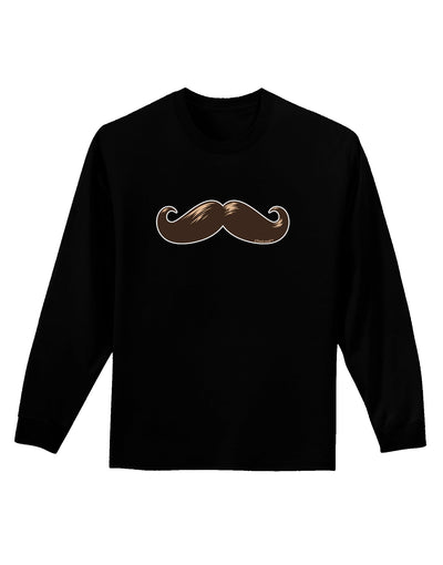 Big Brown Mustache Adult Long Sleeve Dark T-Shirt-TooLoud-Black-Small-Davson Sales