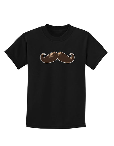 Big Brown Mustache Childrens Dark T-Shirt-Childrens T-Shirt-TooLoud-Black-X-Small-Davson Sales