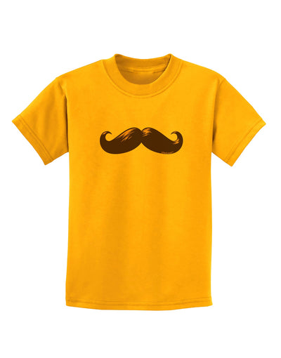 Big Brown Mustache Childrens T-Shirt-Childrens T-Shirt-TooLoud-Gold-X-Small-Davson Sales