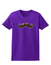 Big Brown Mustache Womens Dark T-Shirt-TooLoud-Purple-X-Small-Davson Sales