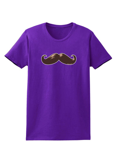 Big Brown Mustache Womens Dark T-Shirt-TooLoud-Purple-X-Small-Davson Sales