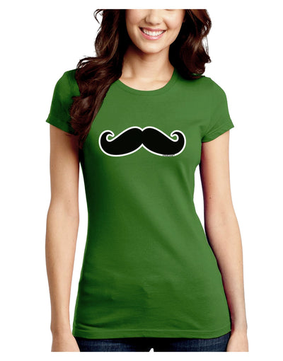 Big Fancy Mustache Juniors Crew Dark T-Shirt-T-Shirts Juniors Tops-TooLoud-Kiwi-Green-Juniors Fitted Small-Davson Sales